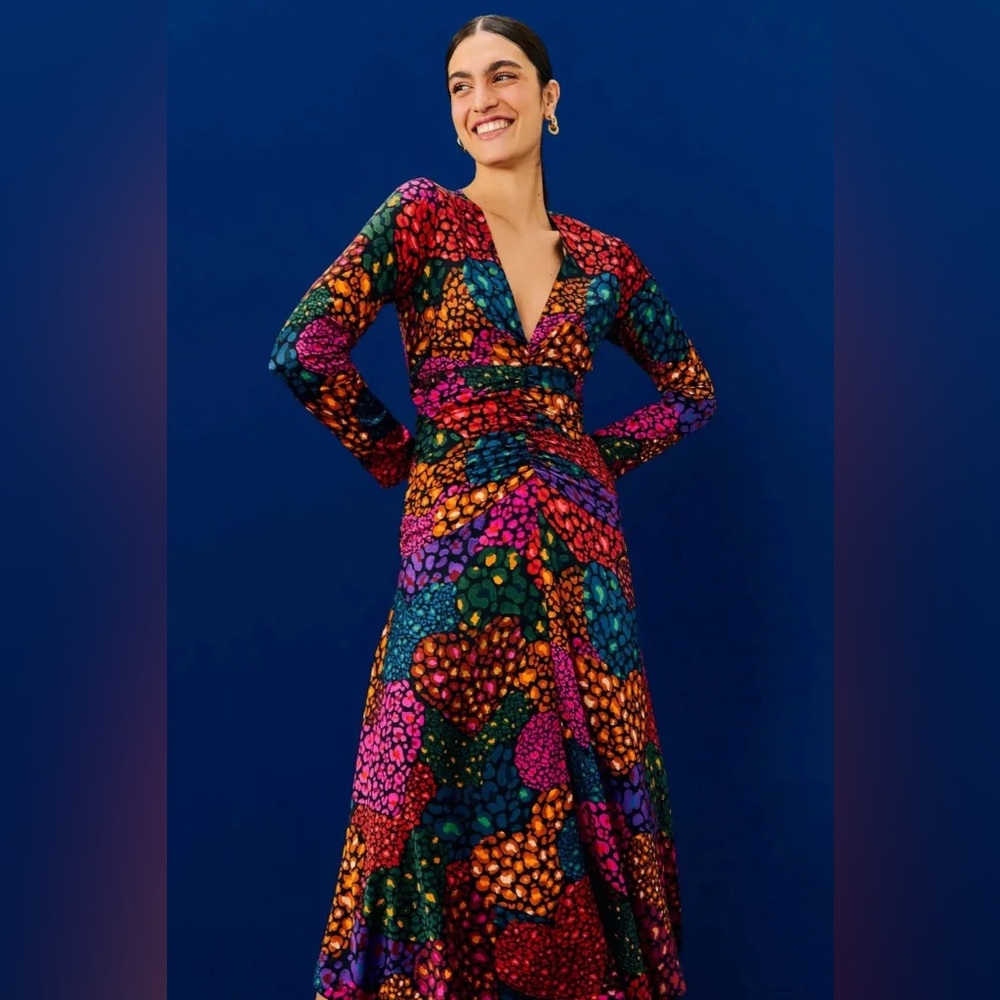 Farm Rio Rainbow Hearts Midi Dress M
